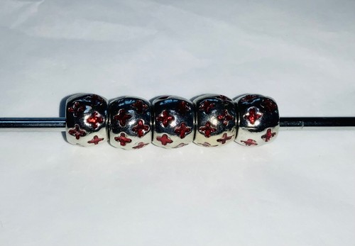 5 METAL & ENAMEL European Large Hole Spacer Beads Various Colours & Styles B - Picture 11 of 41