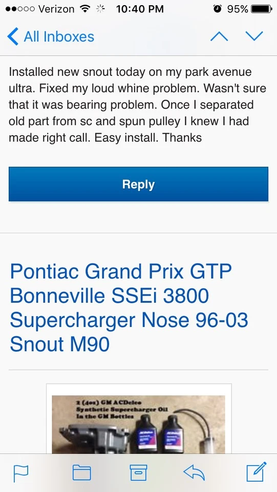 Pontiac Grand Prix GTP Bonneville SSEi 3800 Supercharger Nose 96-03 Snout M90 - Image 3 of 4