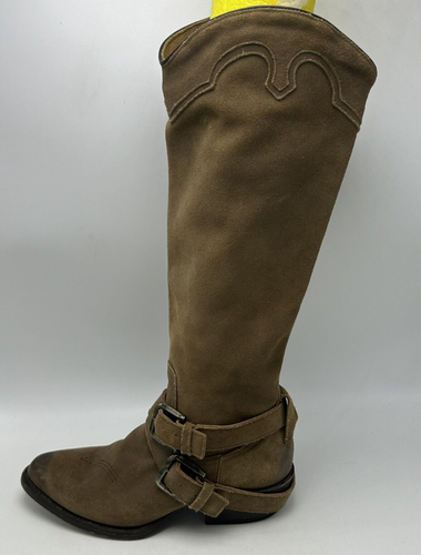 Matisse Boots Womens 7 B Tall Brown Suede Shoes Western Distressed Riding Read