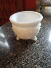 Daisy And Button Milk Glass Footed Candleholder  Vintage