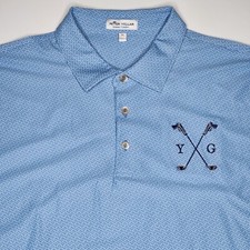 Peter Millar Summer Comfort Crown Sport Mens XL Polo Shirt Blue All Over Print
