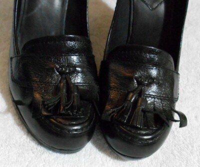 Mocassins Gerard Darel En Cuir Noir - Pointure 41, Talons Hauts +7 Cm, Occasion Très Bon état (TBE)
