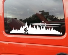 Bigfoot in Tree Line Forest Scene Vinyl Decal V17  Sasquatch Camping  Sticker
