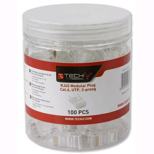 Techly Professional Confezione 100 Plug RJ45 UTP per Cavo Rigido Cat.6