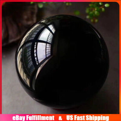 100mm Large Natural Black Obsidian Stone Ball Healing Quartz Crystal Sphere Gift