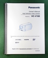 Panasonic HC-V160 Instruction Manual: 100 Pages Full Color  Protective Covers 