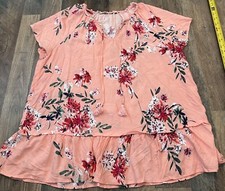 St Johns Bay Size XL Floral Rayon Short Sleeve Blouse