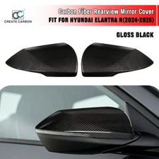 2pcs Real Carbon Fiber Side Rearview Mirror Cover For Hyundai Elantra N 2024+
