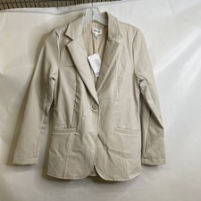 Splendid Vegan Leather Blazer Women's Size Xs Oat Rf3j040 