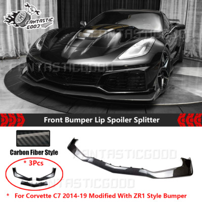 For Corvette C7 2014-2019 ZR1 Style Conversion Carbon Fiber Front Bumper Lip Kit