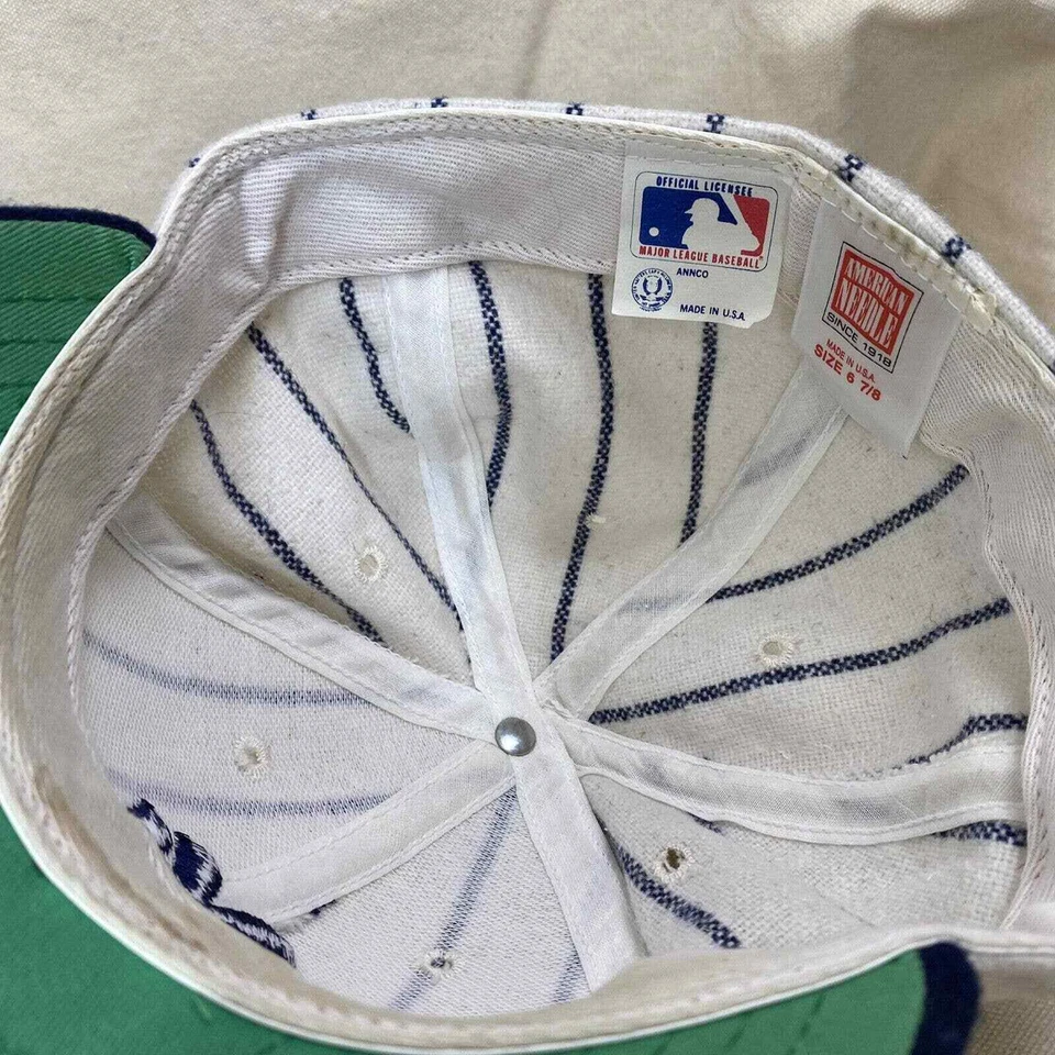 Vintage American Needle MLB Wool New York Yankees Pin Stripe Fitted Hat 6 7/8 - Image 4 of 4
