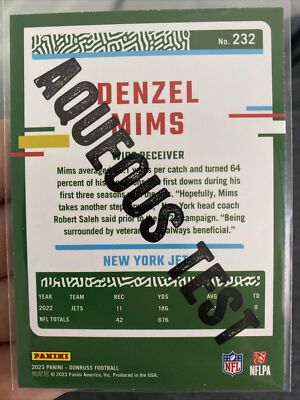 2023 Donruss #232 Denzel Mims Promo Aqueous Test NY Jets Mint    
