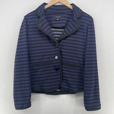 SANDRO STUDIO Blazer Womens PM Petite Striped Ponte 3-Button Notch Collar Purple