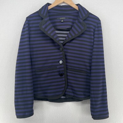 SANDRO STUDIO Blazer Womens PM Petite Striped Ponte 3-Button Notch Collar Purple