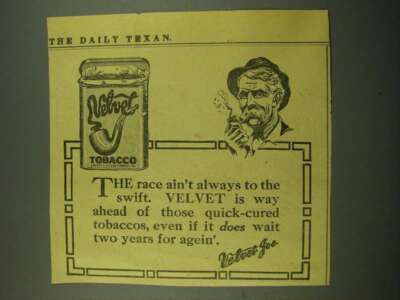 swift tobacco 1915 Velvet Tobacco Ad - The Race Ain't Always to the Swift