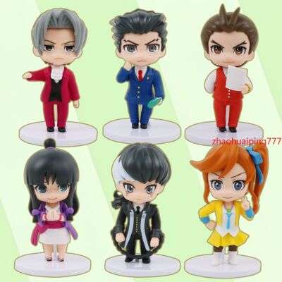 Ace Attorney Phoenix Wright Miles Edgeworth Figure Toys PVC Model Statue 6pcs