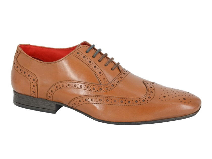 SAOLA Scarpe Oxford da uomo ROUTE 21 marrone chiaro pelle brunita 5 occhi suola in PVC
