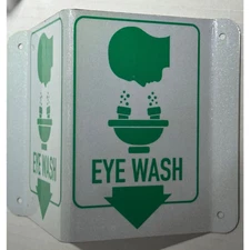 V Shaped 3-Way Projecting- "Eye Wash Station" Sign