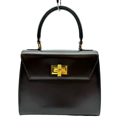 Auth CELINE Turn Lock 2WAY Shoulder Bag Hand Bag M94 Dark Brown