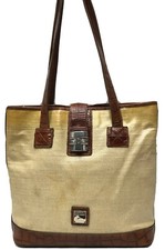 Vintage Dooney and Bourke Tote Coated Canvas Leather Trim #A2 175558 Made in USA
