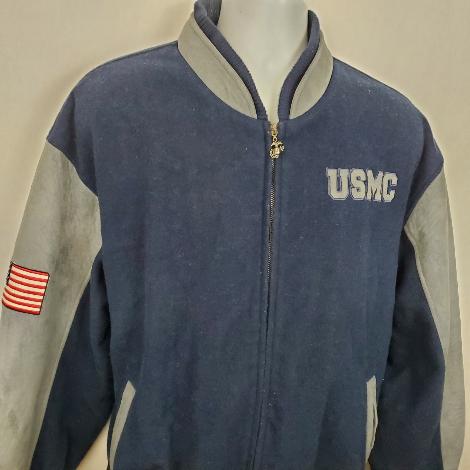 USMC Marines Varsity Letterman Wool Jacket Size L Bra… Gem