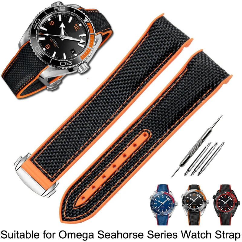 Silicone Nylon Watch Strap For Omega 300 SEAMASTER 600 PLANET OCEAN