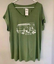 Women's 1X XL Outdoor Camping Comfort Green T Shirt