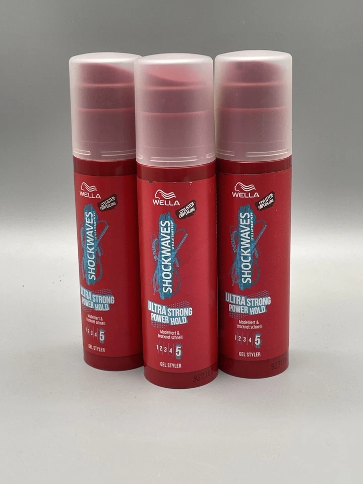 3x 100ml Wella Shockwaves Haargel Ultra Strong Power Hold Gel Styler Langzeit !! - Bild 3 von 4