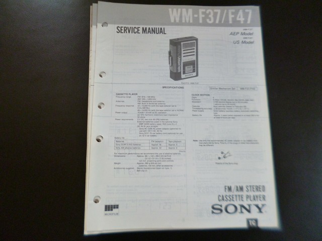 Schema manuale di servizio originale Sony WM-F37/F47- Schema manuale di servizio originale Sony WM-F37/F47-