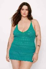 NASTYGAL - Crochet Strappy Mini Dress - Teal - Size L-16/18 - BNWT - RRP £35.00