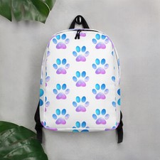 Minimalist backpack with dog footprint prints