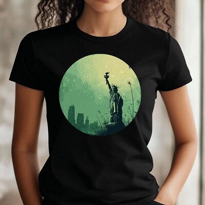 Frauen T-Shirt Freiheitsstatue mit Löwenzahn Motiv Baumwolle Größe S bis 3XL