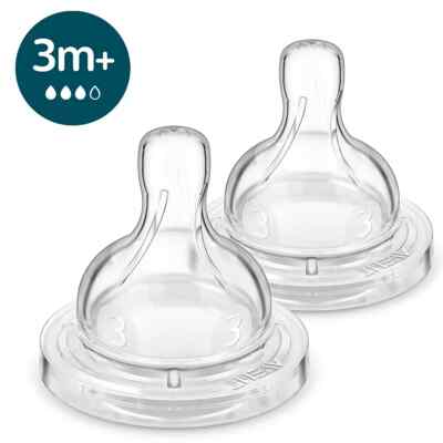 Philips Avent Medium Flow Anti-Colic Baby Bottle Nipple 3M+ (2 Pack)