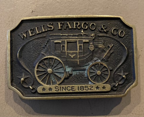 Brass Wells Fargo Belt Buckle 1973 Vintage