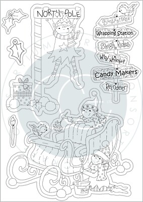 Craft Consortium – Set Di 6 Timbri Trasparenti A5 – Sleigh, Made By Elves – CSTMP070