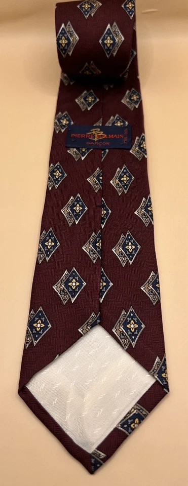 Corbata vintage Pierre Balmain patrón de diamantes rojos para hombre usada en excelente estado Foto 3 de 4