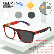 Square Photochromic Myopia Nearsighted Glasses For Men Outdoor Shade Sunglasses