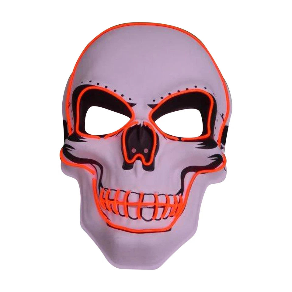 Leuchtende Halloween LED Maske Slasher Totenkopf Schädel Party Kostüm Maske Glow