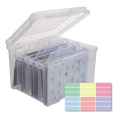 Clear Greeting Card Storage Organizer Box 6 Removable Dividers Photos Craft