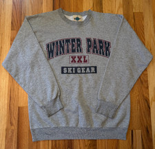 Mens Vintage Expo Designs Winter Park Ski Crewneck USA Made Gray M 90s Retro