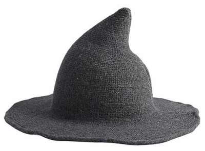 Womens Witch Hat Wide Birm Wool Wizard Caps for Halloween Party Masquerade Grey