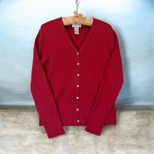 NWT Jones New York Red Cardigan Sweater. Size Large