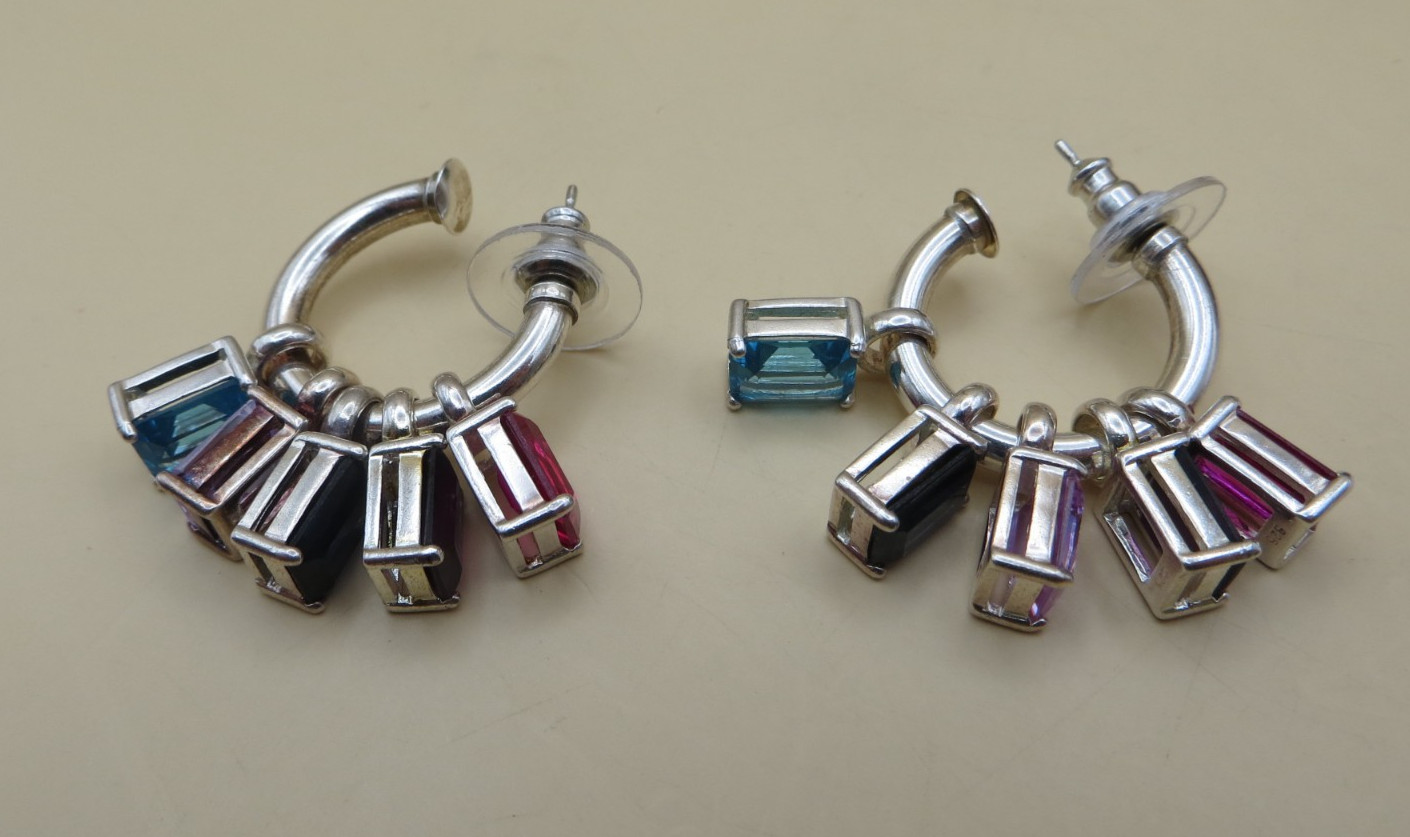 Changeable Multi-Gemstone Dangles Sterling Silver… - image 3