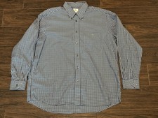 Lacoste Button Down Shirt-Men  s 44 XL -Blue Plaid-EUC/VTG