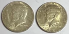 Lot of 2 Nice 1964 Kennedy Half Dollar Coins - 90% Silver, 10% Copper.