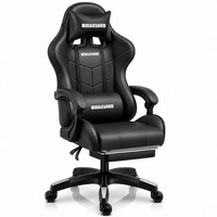 Gaming Office Chair Leather Faux Swivel Boulevard Ergonomic Black Footrest