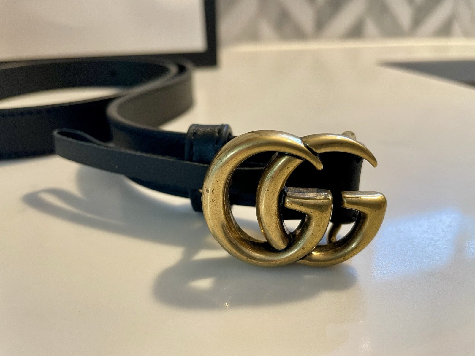 Gucci GG Marmont Black Leather Belt Size 65/26 with Box