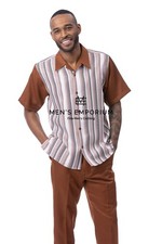 NEW Mens Montique 2PC Summer Walking Set Leisure Suit Regular Fit 2618 Cognac