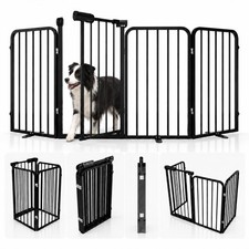 Foreng Freestanding Foldable Dog Gate with Door, 30" Tall, Up to 70" Wide