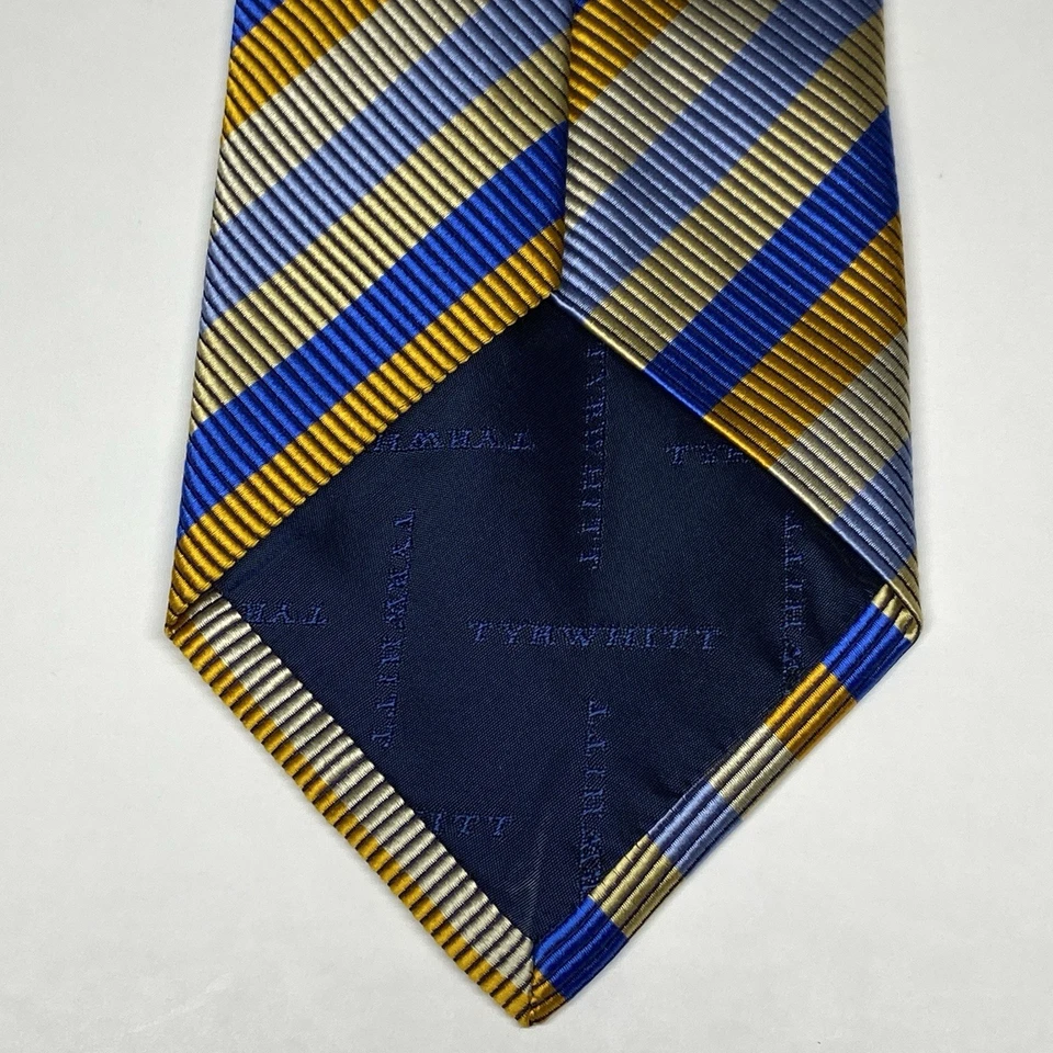 CHARLES TYRWITT 100% Silk Necktie Striped Repp Designer Luxury Tie Made in ITALY - Image 4 of 4
